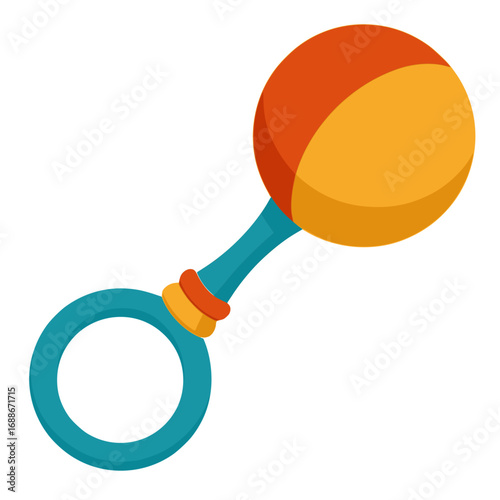 baby rattle toy flat color vector illustration template design