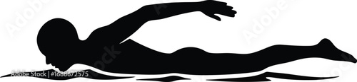 Athlete swimmer silhouette freestyle stroke motion active lifestyle sport vector