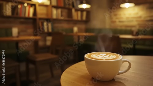 Cozy Cafe Latte Art: A Cup of Comfort and Warmth in a Relaxing Atmosphere