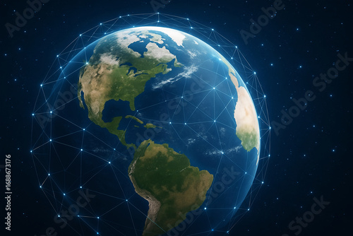 Digital Earth Globe with Network Connections and Technology Grid