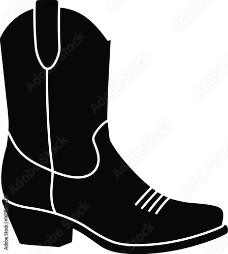 Classic cowboy boot silhouette western fashion icon vector