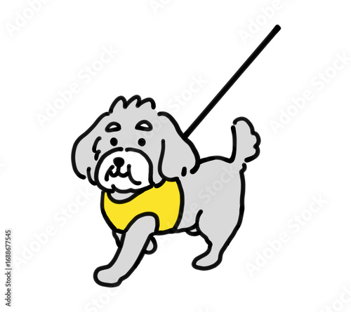 お散歩する手描きの犬