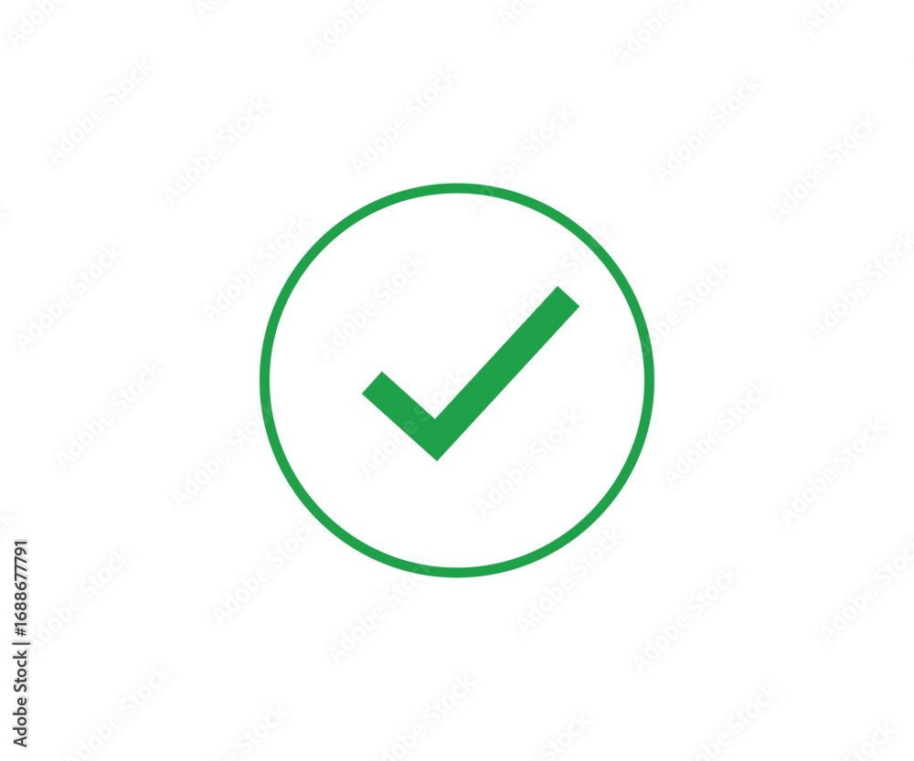 Green Check Mark in Circle Approval Icon on transparent background Green Check Mark in Circle Approval Icon on transparent background