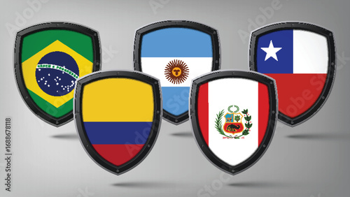 Illustration Vector Featuring Brazil, Argentina, Colombia, Chile and Peru  Identities
