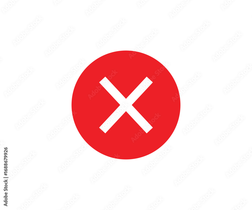 Fototapeta premium Red Circle with White X Symbol on Transparent Background