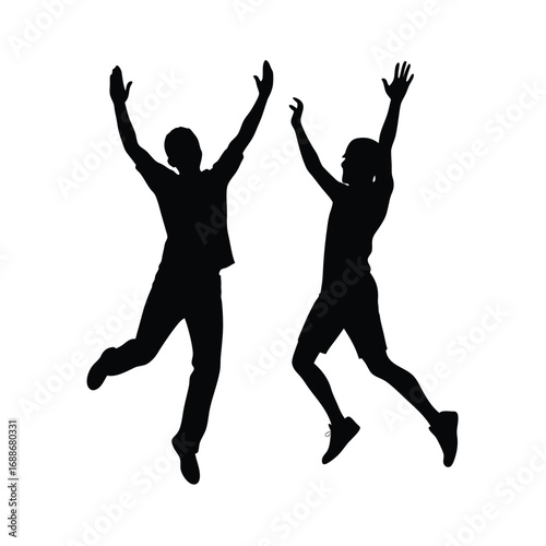 Jumping with Joy Silhouettes of Friends