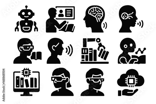 Virtual augmented vector icon librarian display sorting assistant neural robotic ai