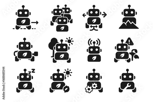 Icon emergency conservation robot eco seasonal vector mode scanning adaptive autonomous transmission