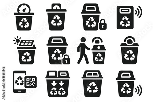 Weight sorting tag recycling icons scanner vector smart panel reader icon detector