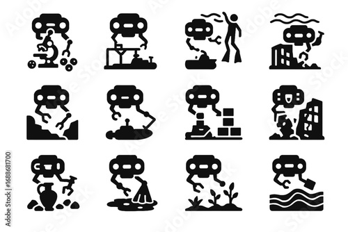 Infrastructure underwater disaster restoration habitat resource icon icons mission construction vector scientific