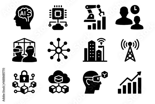 Integration city ai collaboration vector augmented icon future expansion computing growth tech