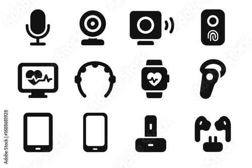 Headset speaker controller therapist charging watch vector wireless smart earbuds digital icon