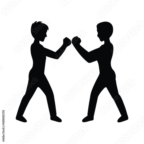 Silhouettes of two individuals with clenched fists