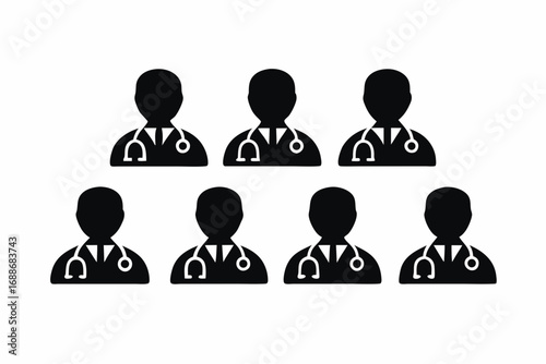 Doctor with stethoscope icon silhouette illustration