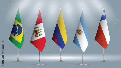 Illustration Vector Featuring Brazil, Argentina, Colombia, Chile and Peru  Identities