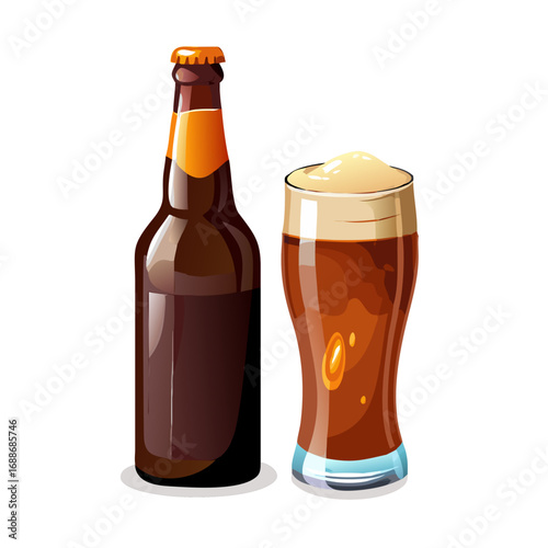 beer bottle and glass