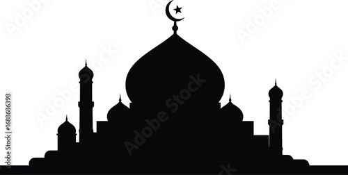 Islamic mosque silhouette eid ramadan worship architecture vector