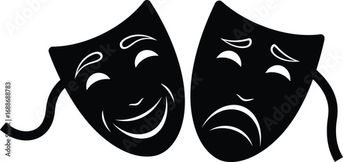 Drama comedy masks symbolizing opposing emotions joy sadness vector