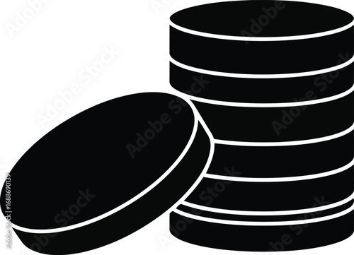 Stack of black coins digital art minimalist finance icon vector