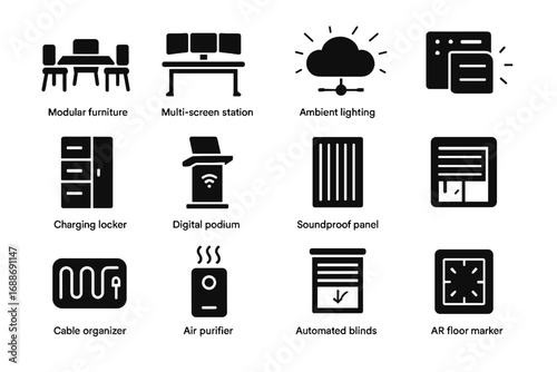Cable station panel smart icon server ar air classroom ambient vector infrastructure