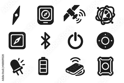 Display components magnetic charger indicator accelerometer button protective modern gyroscope vector compass