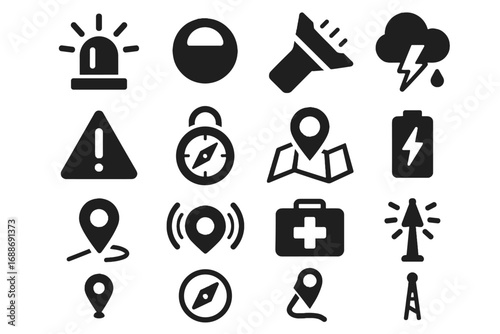 Saver feature compass sharing beacon kit icon icons gps button sos vector