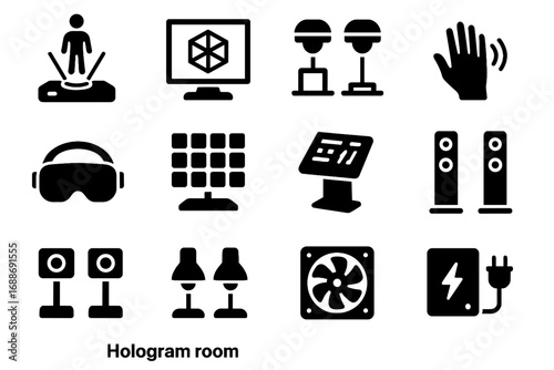 Motion sensors icon gesture control power controllers icons devices headset hologram tracking