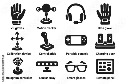 Sensor accessories gloves vector vr room icon control hologram glasses controller wireless