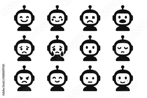 Avatar tears smiling emotions cheeks blinking ai digital vector icon sad