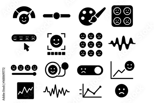 Icon emotion ai feeling mood selector toggle ui slider vector wave