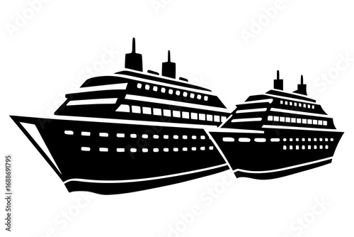 Cruise ship silhouette illustration