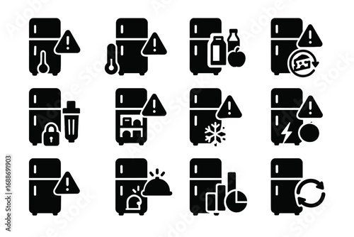 Alert usage smart fluctuation vector report left door icon food energy fridge