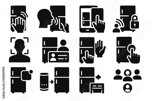 Smart wave facial interaction motion detection icon vector fridge selector tap sensor
