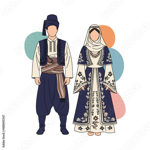 Traditional balkan folk costumes displaying cultural heritage and artistry for national celebration