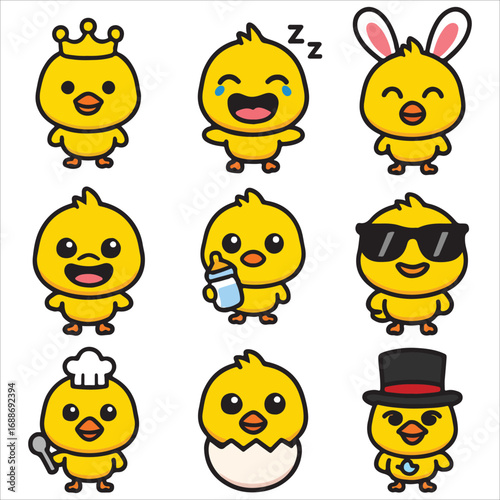 Chick Character Set (Multiple Expressions)