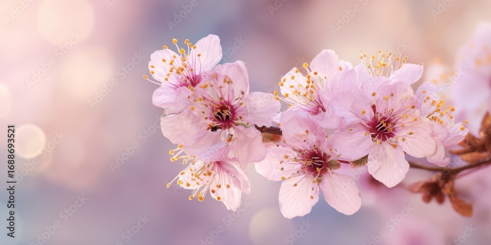 Obraz premium The Delicate Pink Blossoms of Cherry Trees in Springtime Beauty