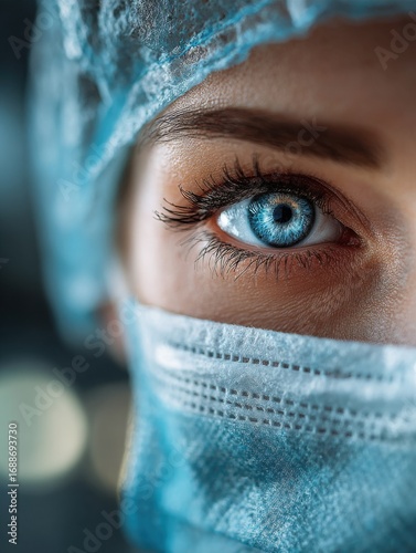 Healthcare professional in surgical mask medical facility portrait photography clinical environment close-up medical concept