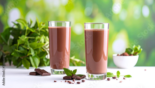 coklat dalam gelas, coklat encer, minuman coklat, coklat diatas meja