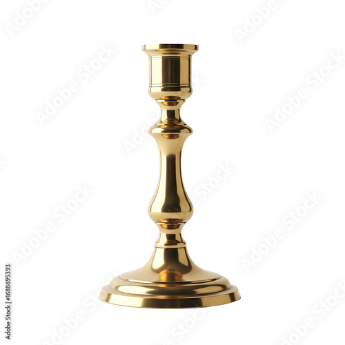 Elegant gold candlestick on white background  