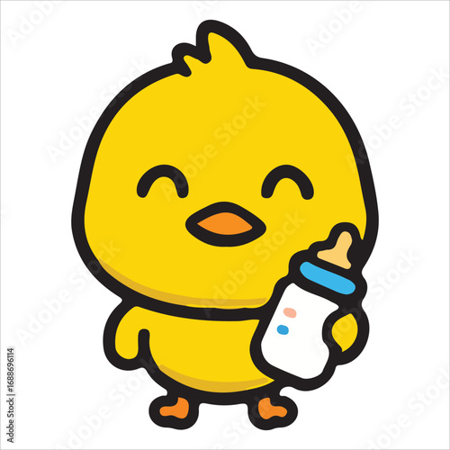 Baby Chick with Milk Bottle