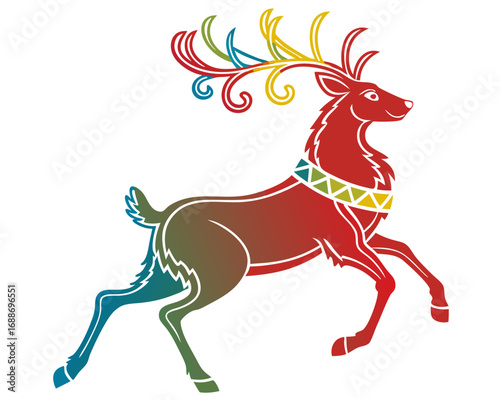 Christmas reindeer silhouette illustration