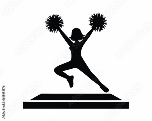 Cheerleader jumping silhouette illustration
