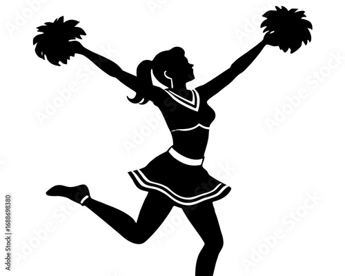 Cheerleader jumping silhouette illustration