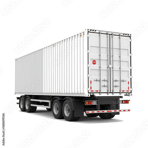 White Semi Trailer on White Background  Isolated Commercial Delivery Transport for Logistics new.