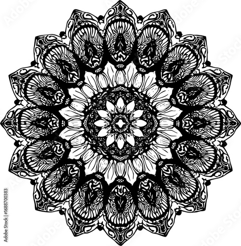 Ornate Black Mandala Floral Pattern