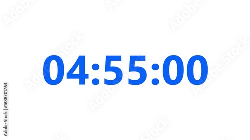 Clock 5 Minute countdown animation Timer Countdown. Countdown 5 minutes. Element for overlay concept. 4K footage motion video