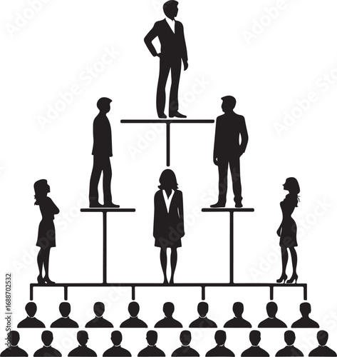 Chain of Command and Leadership Hierarchy Silhouette