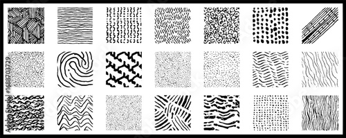 Geometric patterns black and white line art set for design and decoration