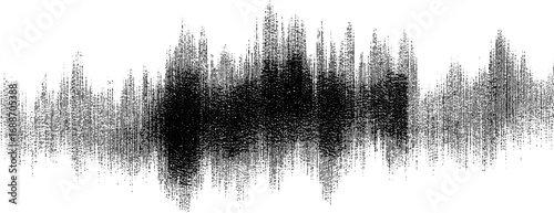 Abstract black and white line art featuring soundwave design for artistic conceptual use