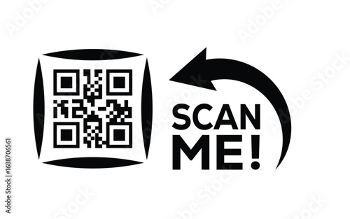 QR code scan icon set. Scan me frame. QR code scan for smartphone. QR code for mobile app, payment and identification. Vector illustration.